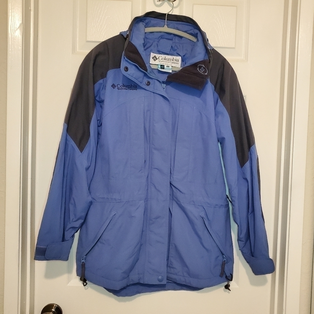 Womens Columbia Sz S Double Wammy Interchange 2-N-1 Blue Gray Ski Winter Jacket